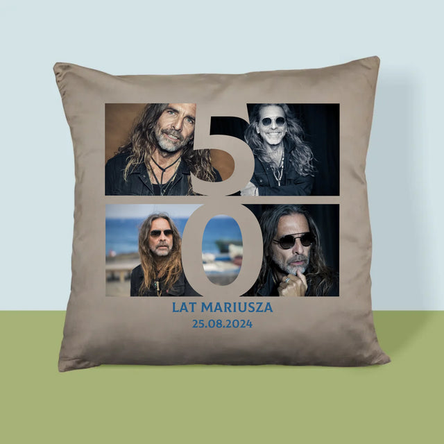 Fotokolaż: 50 Lat Cyfra Zdjęcia - Poduszka z Nadrukiem