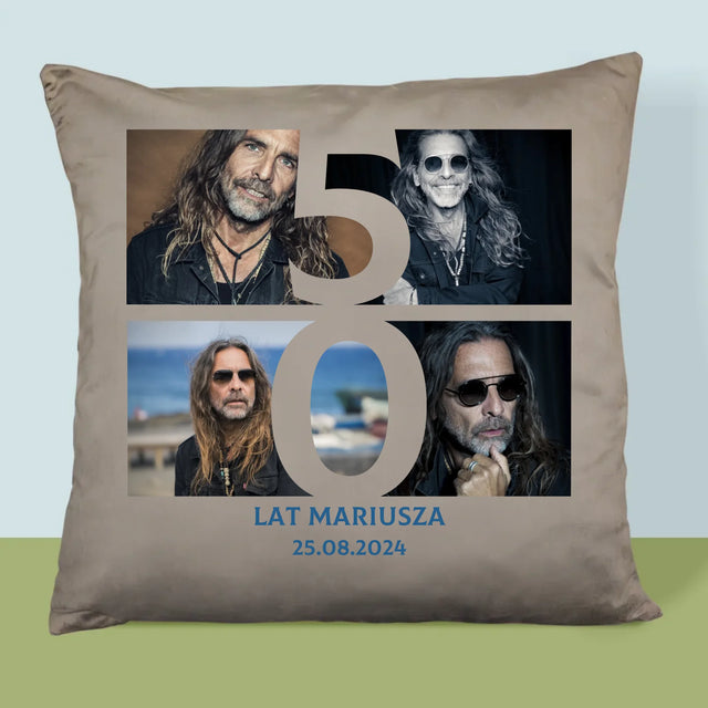 Fotokolaż: 50 Lat Cyfra Zdjęcia - Poduszka z Nadrukiem