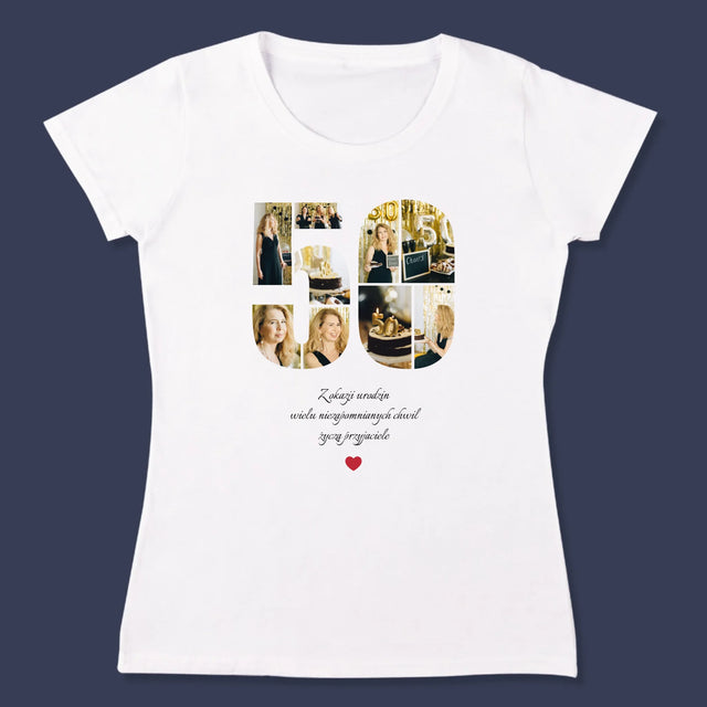 Kształt Ze Zdjęć: 50 Urodziny Życzenia - Koszulka Damska z Nadrukiem