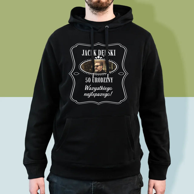Zdjęcie I Podpis: 50 Urodziny Wszystkiego Najlepszego - Bluza Męska Z Kapturem