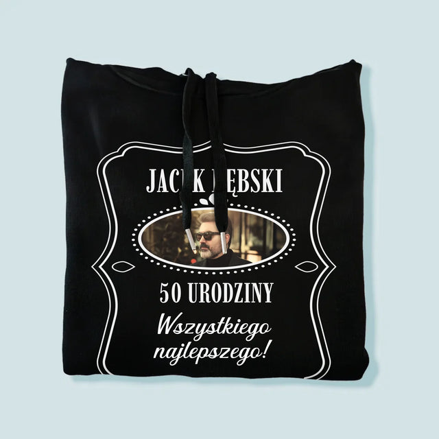 Zdjęcie I Podpis: 50 Urodziny Wszystkiego Najlepszego - Bluza Męska Z Kapturem
