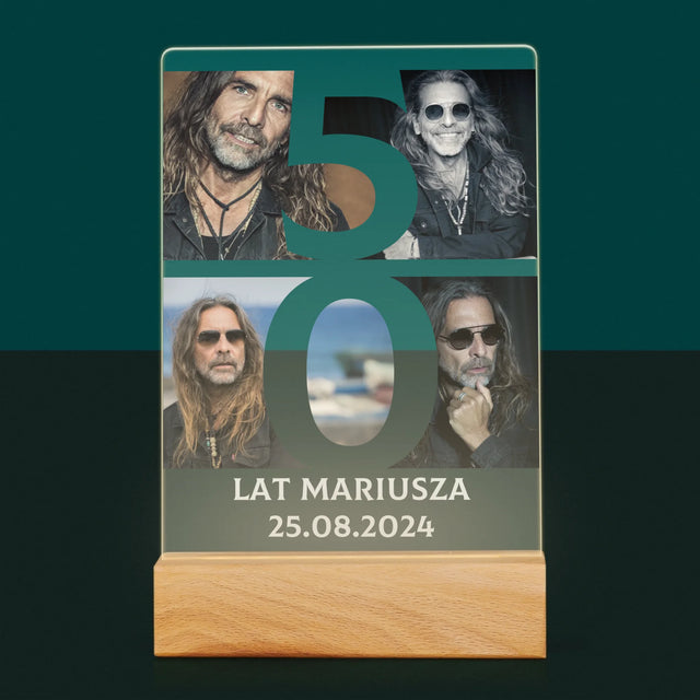 Fotokolaż: 50 Lat Cyfra Zdjęcia - Wydruk Na Szkle Akrylowym