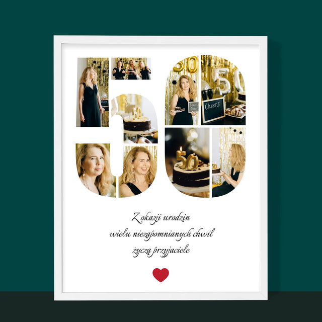 Kształt Ze Zdjęć: 50 Urodziny Życzenia - Wydruk Obramowany