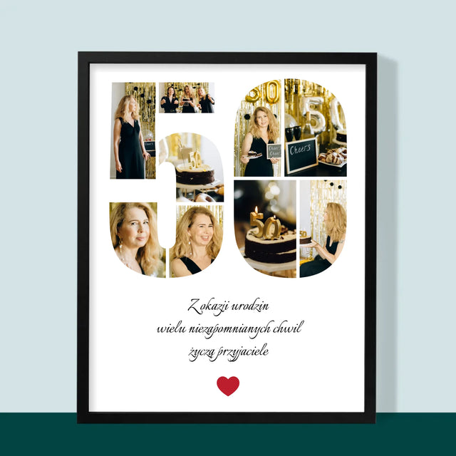 Kształt Ze Zdjęć: 50 Urodziny Życzenia - Wydruk Obramowany