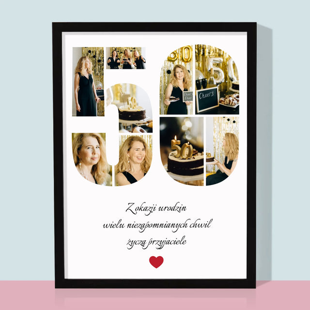 Kształt Ze Zdjęć: 50 Urodziny Życzenia - Wydruk Obramowany