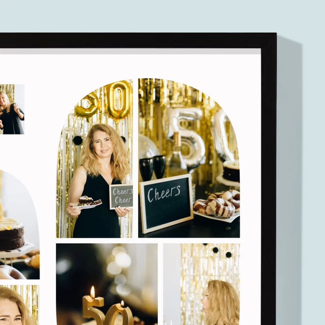 Kształt Ze Zdjęć: 50 Urodziny Życzenia - Wydruk Obramowany