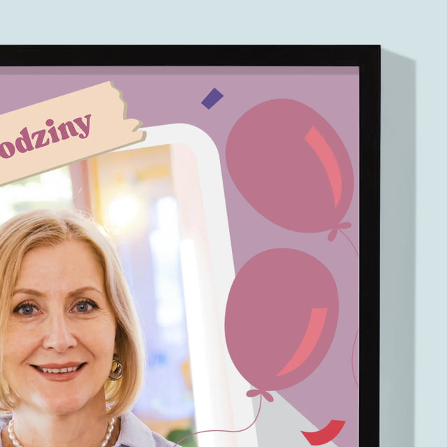 Zdjęcie I Podpis: 50 Urodziny Balony - Wydruk Obramowany