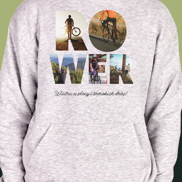 Słowo Ze Zdjęć: Rower - Bluza Męska z Kapturem