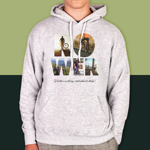 Słowo Ze Zdjęć: Rower - Bluza Męska z Kapturem