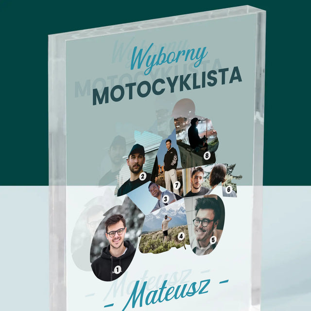 Kształt Ze Zdjęć: Wyborny Motocyklista - Blok Akrylowy z Nadrukiem