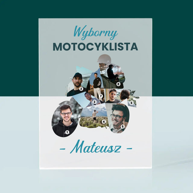 Kształt Ze Zdjęć: Wyborny Motocyklista - Blok Akrylowy z Nadrukiem