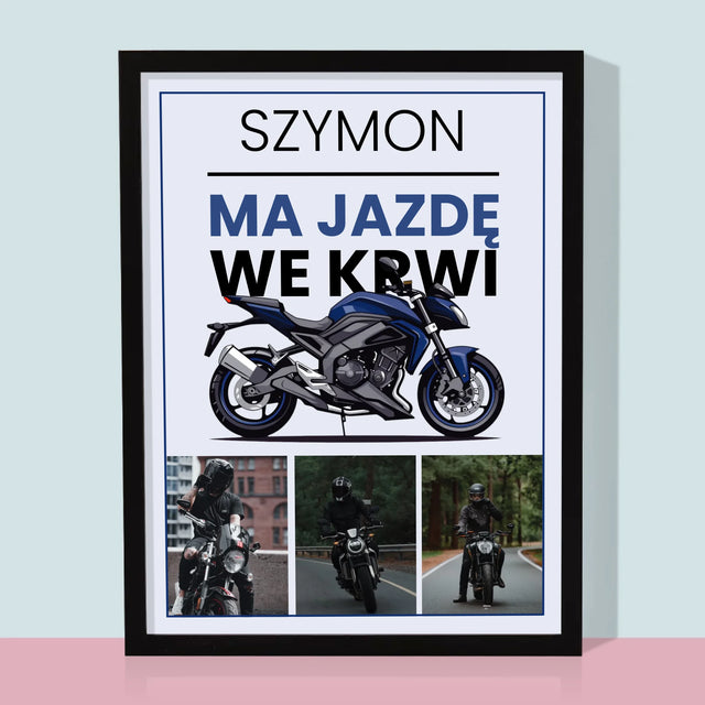 Fotokolaż: Ma Jazdę We Krwi - Wydruk Obramowany