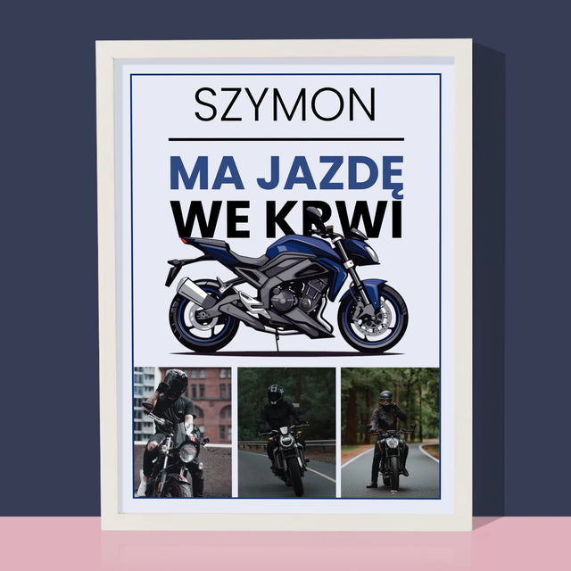 Fotokolaż: Ma Jazdę We Krwi - Wydruk Obramowany