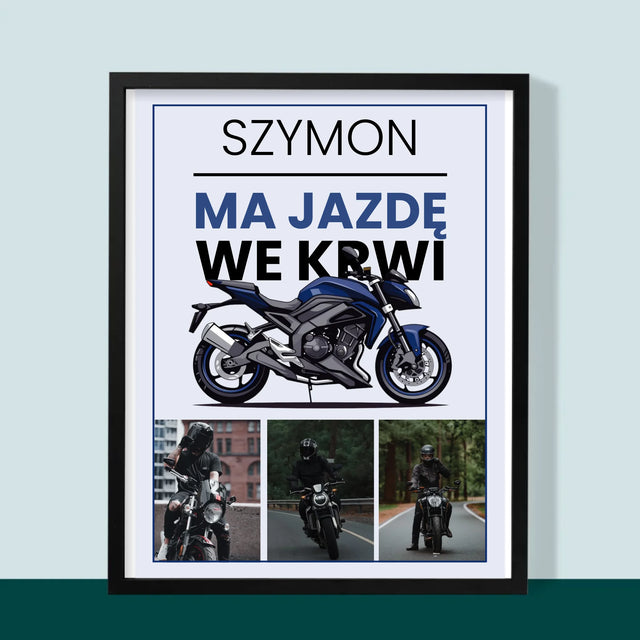 Fotokolaż: Ma Jazdę We Krwi - Wydruk Obramowany