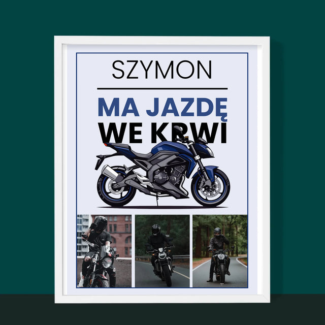 Fotokolaż: Ma Jazdę We Krwi - Wydruk Obramowany