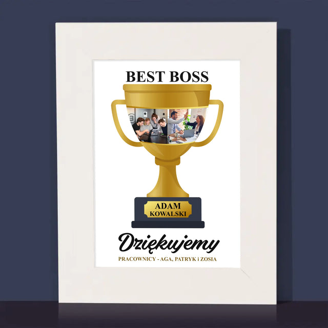 Fotokolaż: Best Boss Puchar - Ramka Na Zdjęcie