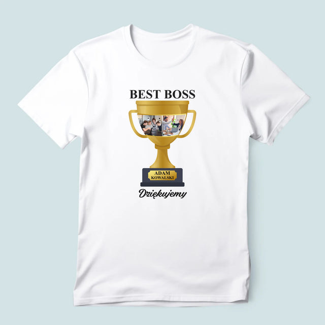 Fotokolaż: Best Boss Puchar - Koszulka Męska z Nadrukiem