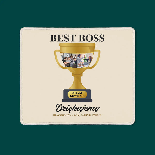 Fotokolaż: Best Boss Puchar - Podkładka Pod Myszkę