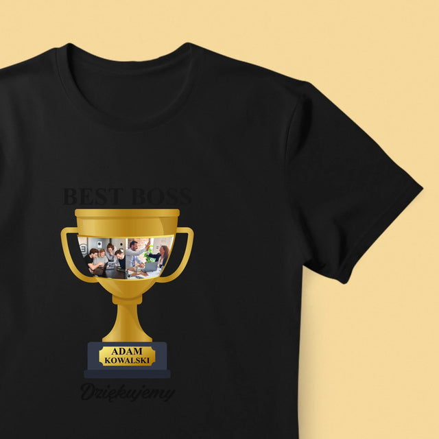 Fotokolaż: Best Boss Puchar - Koszulka Męska z Nadrukiem