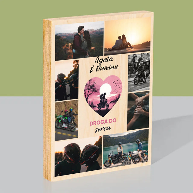 Fotokolaż: Droga Do Serca - Wydruk Na Drewnie