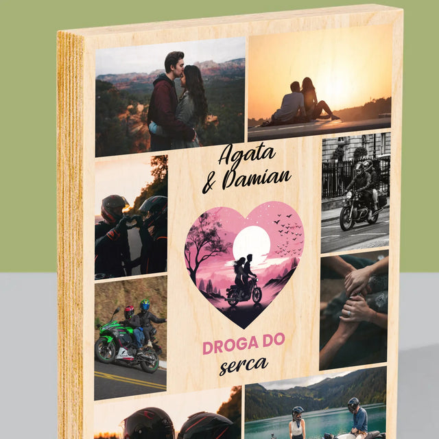 Fotokolaż: Droga Do Serca - Wydruk Na Drewnie