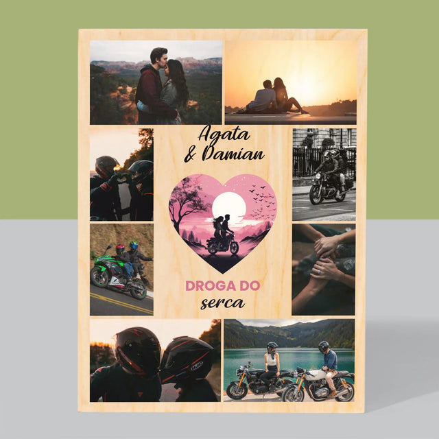 Fotokolaż: Droga Do Serca - Wydruk Na Drewnie