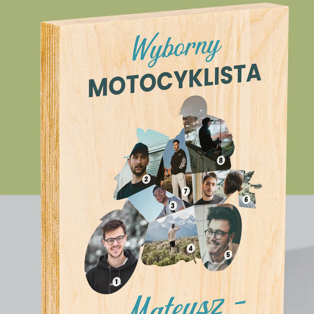 Kształt Ze Zdjęć: Wyborny Motocyklista - Wydruk Na Drewnie