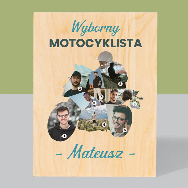 Kształt Ze Zdjęć: Wyborny Motocyklista - Wydruk Na Drewnie