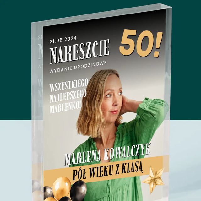 Okładka Magazynu: Nareszcie 50 - Blok Akrylowy z Nadrukiem
