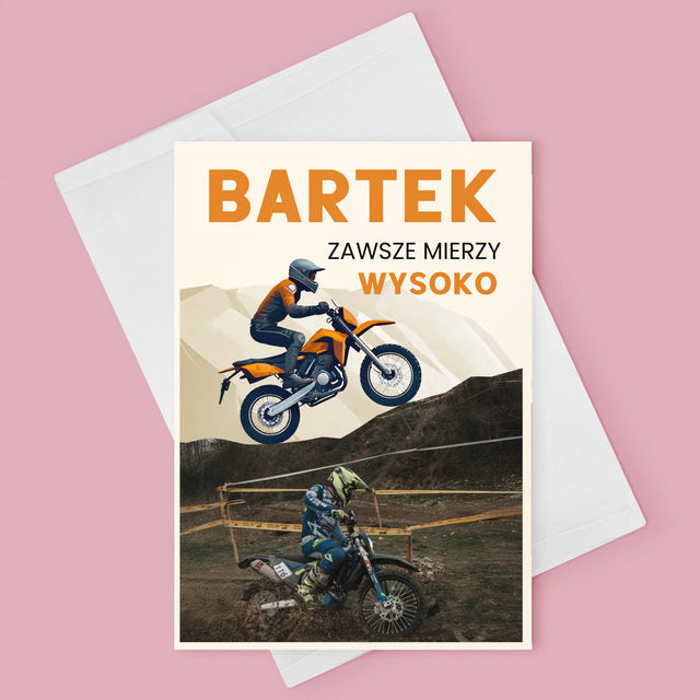 Zdjęcie I Podpis: Zawsze Mierzy Wysoko - Kartka Z Życzeniami