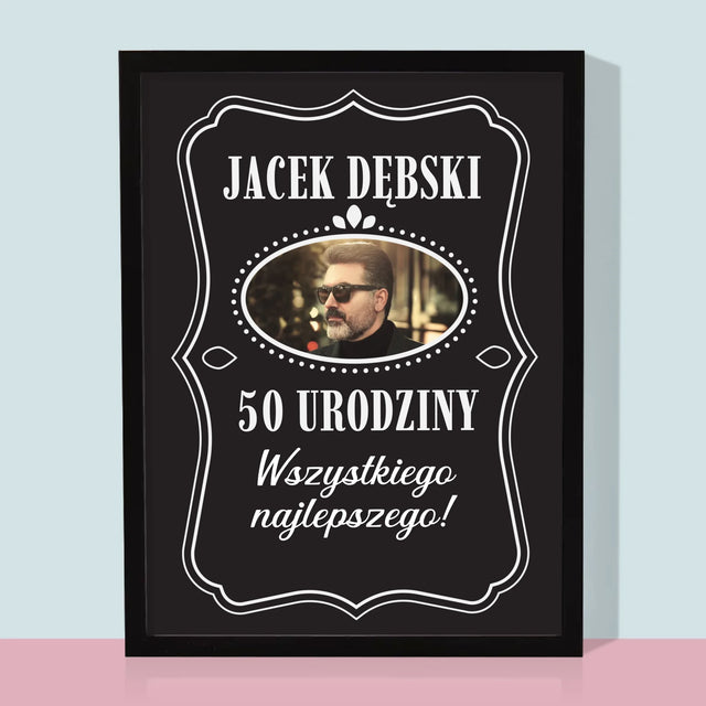 Zdjęcie I Podpis: 50 Urodziny Wszystkiego Najlepszego - Wydruk Obramowany
