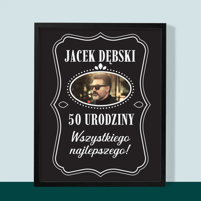 Zdjęcie I Podpis: 50 Urodziny Wszystkiego Najlepszego - Wydruk Obramowany