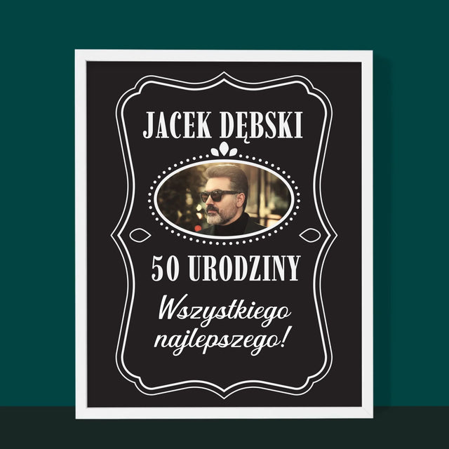 Zdjęcie I Podpis: 50 Urodziny Wszystkiego Najlepszego - Wydruk Obramowany