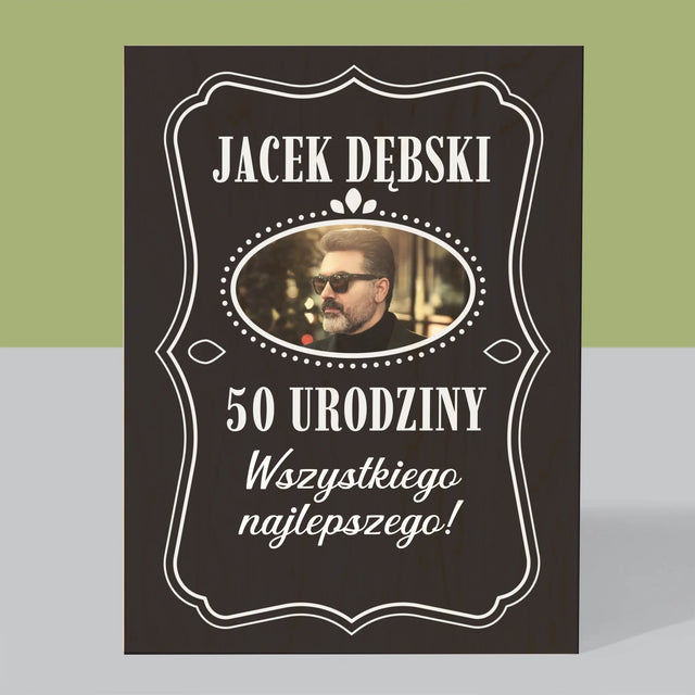 Zdjęcie I Podpis: 50 Urodziny Wszystkiego Najlepszego - Wydruk Na Drewnie