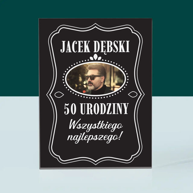 Zdjęcie I Podpis: 50 Urodziny Wszystkiego Najlepszego - Blok Akrylowy z Nadrukiem