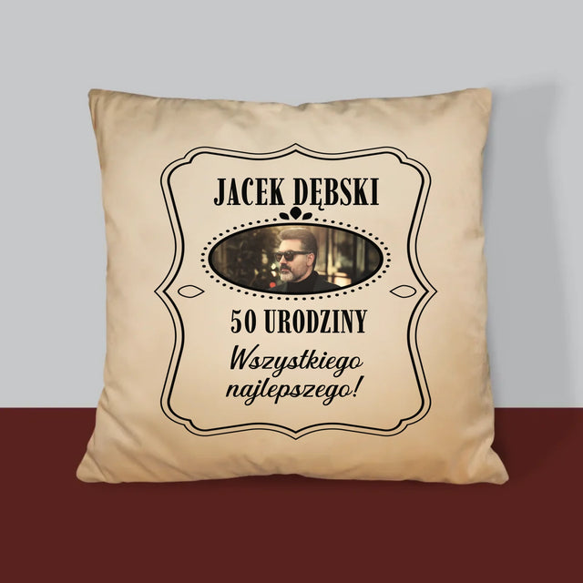 Zdjęcie I Podpis: 50 Urodziny Wszystkiego Najlepszego - Poduszka z Nadrukiem