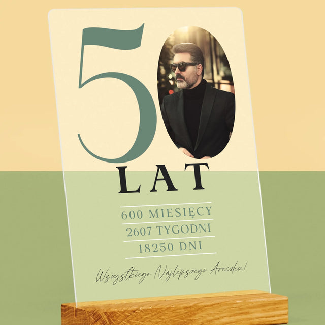 Zdjęcie I Podpis: 50 Lat Odliczanie - Wydruk Na Szkle Akrylowym