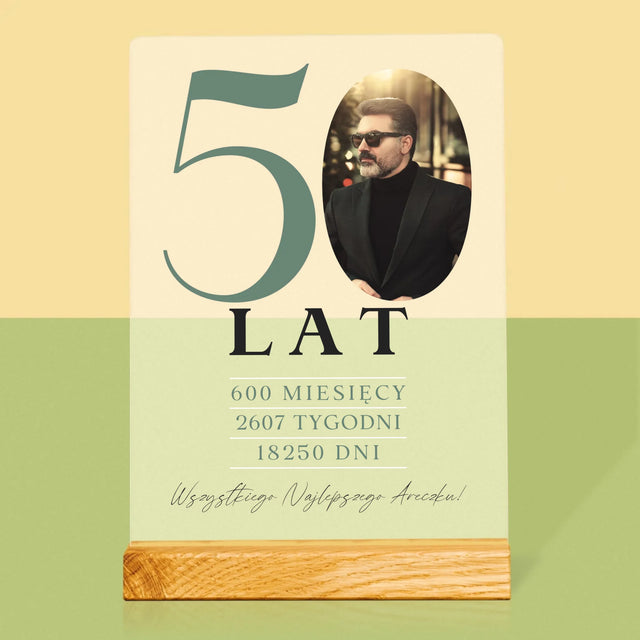 Zdjęcie I Podpis: 50 Lat Odliczanie - Wydruk Na Szkle Akrylowym