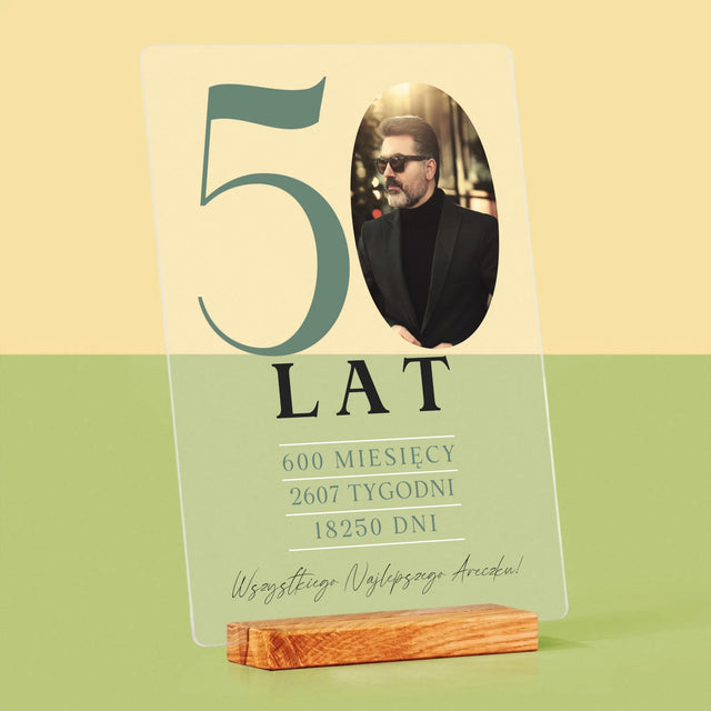 Zdjęcie I Podpis: 50 Lat Odliczanie - Wydruk Na Szkle Akrylowym