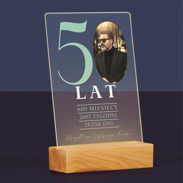 Zdjęcie I Podpis: 50 Lat Odliczanie - Wydruk Na Szkle Akrylowym