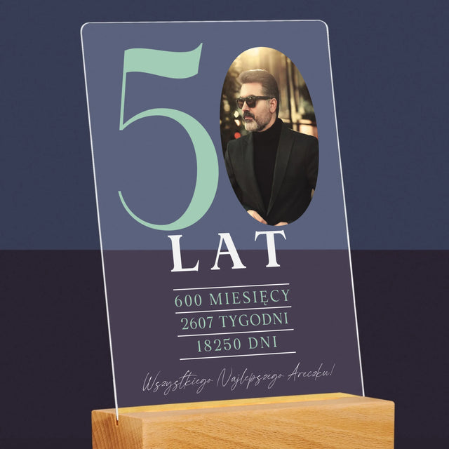 Zdjęcie I Podpis: 50 Lat Odliczanie - Wydruk Na Szkle Akrylowym