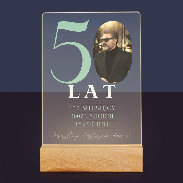 Zdjęcie I Podpis: 50 Lat Odliczanie - Wydruk Na Szkle Akrylowym