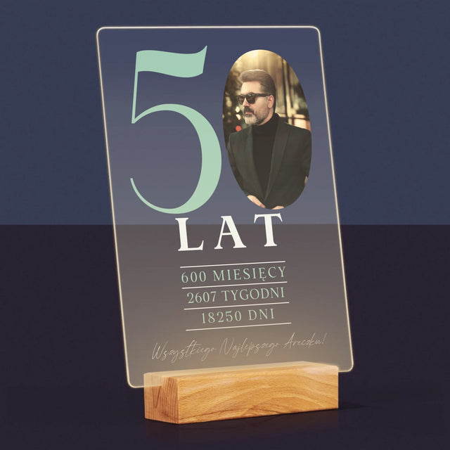 Zdjęcie I Podpis: 50 Lat Odliczanie - Wydruk Na Szkle Akrylowym