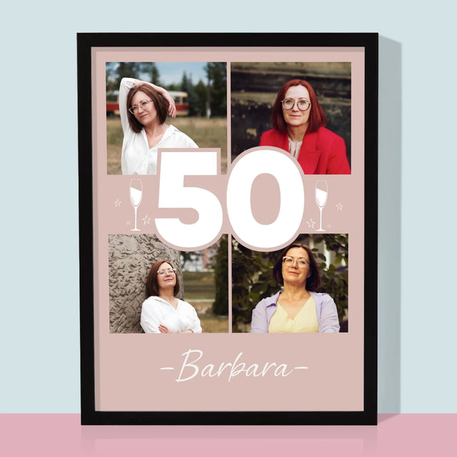 Fotokolaż: 50 Kieliszki - Wydruk Obramowany