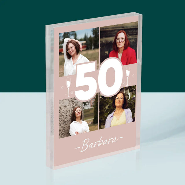 Fotokolaż: 50 Kieliszki - Blok Akrylowy z Nadrukiem