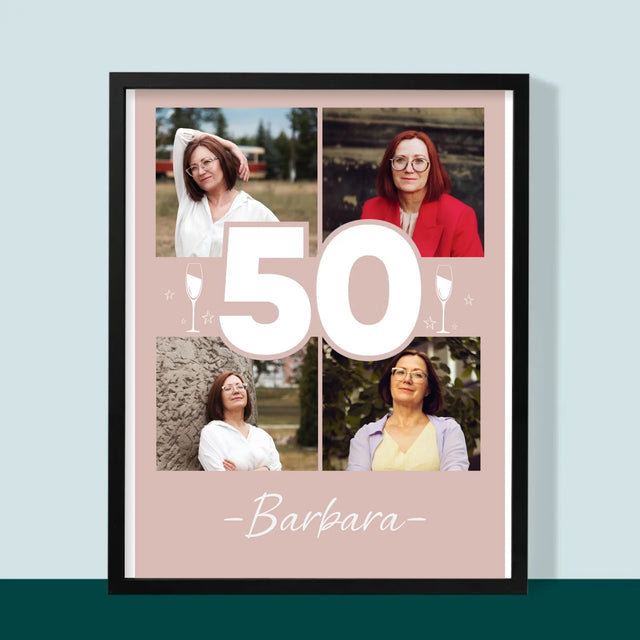 Fotokolaż: 50 Kieliszki - Wydruk Obramowany