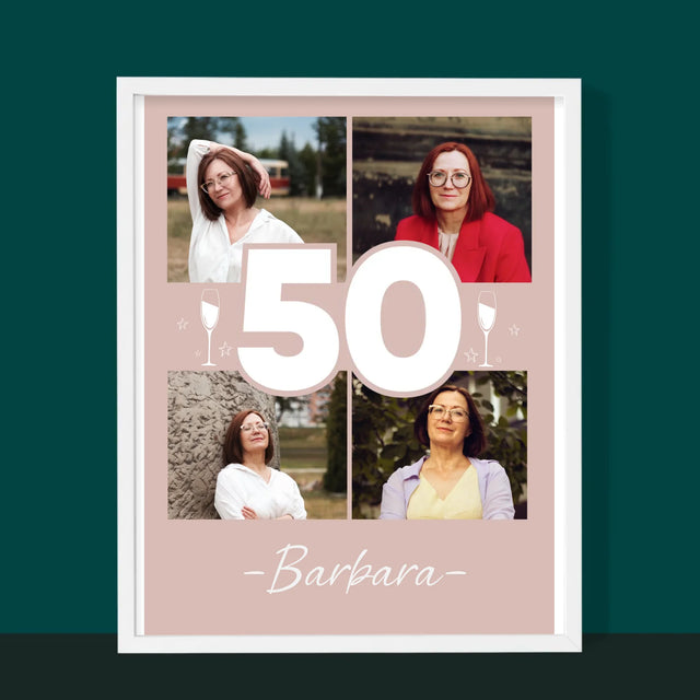 Fotokolaż: 50 Kieliszki - Wydruk Obramowany