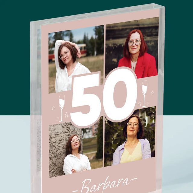 Fotokolaż: 50 Kieliszki - Blok Akrylowy z Nadrukiem