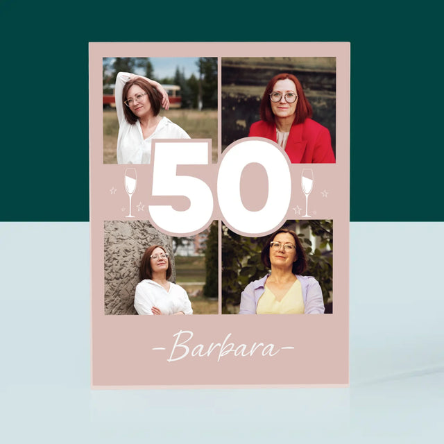 Fotokolaż: 50 Kieliszki - Blok Akrylowy z Nadrukiem