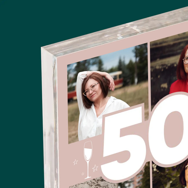 Fotokolaż: 50 Kieliszki - Blok Akrylowy z Nadrukiem